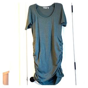 Athleta Olive Elbow Sleeve Rouched Dress